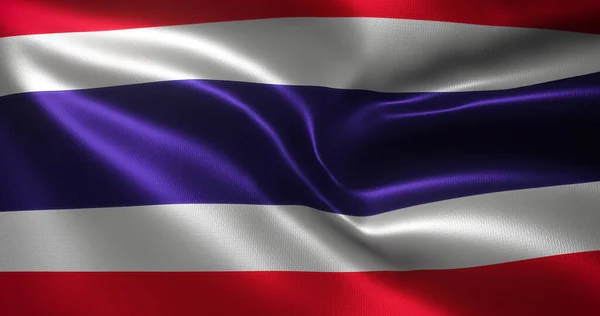 タイの旗 タイの旗 折り目を振って ビューを閉じる 3Dレンダリング — ストック写真