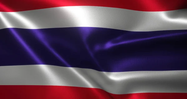 Thailand Flagga Thailändsk Flagga Med Vikning Närbild Rendering — Stockfoto