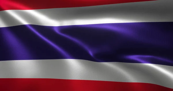 Thailand Flagga Thailändsk Flagga Med Vikning Närbild Rendering — Stockfoto