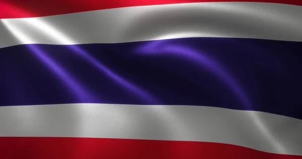 Flaga Tajlandii Tajska Flaga Falującymi Fałdami Widok Bliska Renderowanie — Zdjęcie stockowe