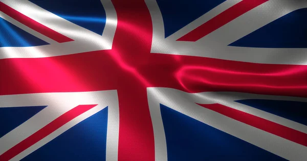 Birleşik Krallık Bayrağı, Amerika Birleşik Devletleri bayrağı dalgalanan kıvrımlar, yakın görüş, 3D görüntüleme