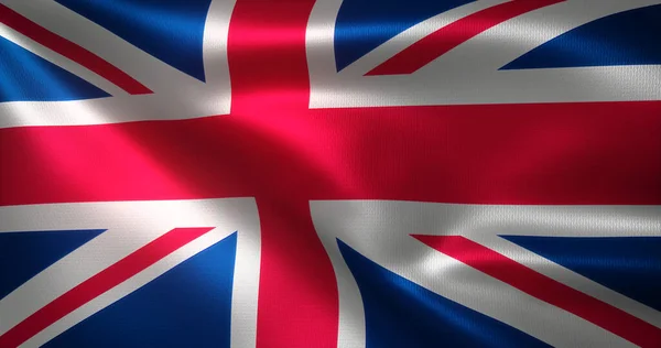 Birleşik Krallık Bayrağı, Amerika Birleşik Devletleri bayrağı dalgalanan kıvrımlar, yakın görüş, 3D görüntüleme