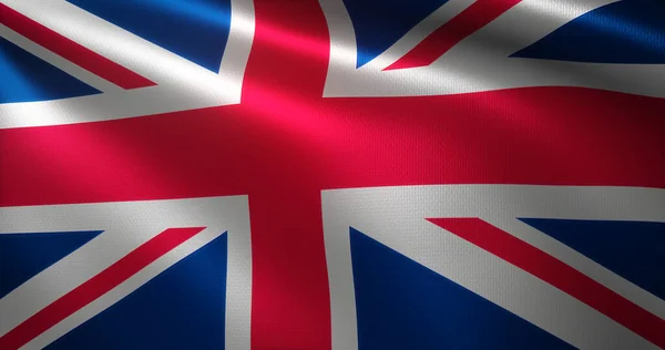 Flaga Wielkiej Brytanii Flaga Wielkiej Brytanii Falującymi Fałdami Widok Bliska — Zdjęcie stockowe