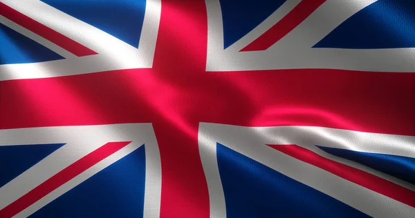 Flaga Wielkiej Brytanii Flaga Wielkiej Brytanii Falującymi Fałdami Widok Bliska — Zdjęcie stockowe