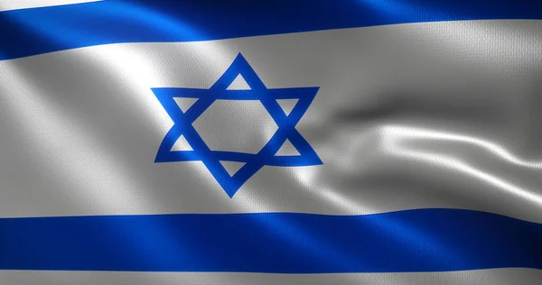 Israel Flag Waving Folds Close View Rendering — Stock fotografie