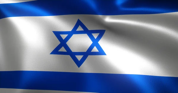 Bandera Israel Con Pliegues Ondulantes Vista Cerca Representación — Foto de Stock