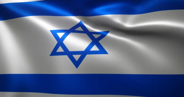 Bandera Israel Con Pliegues Ondulantes Vista Cerca Representación — Foto de Stock