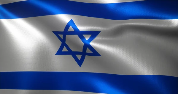 Bandera Israel Con Pliegues Ondulantes Vista Cerca Representación — Foto de Stock