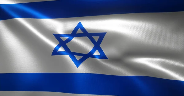 Bandera Israel Con Pliegues Ondulantes Vista Cerca Representación — Foto de Stock