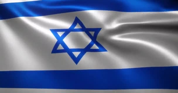 Flaga Izraela Falującymi Fałdami Widok Bliska Renderowanie — Wideo stockowe