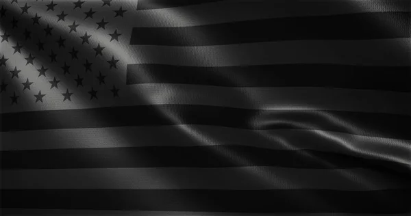 All Black American Flag All Black Usa Flag Waving Folds — Fotografia de Stock