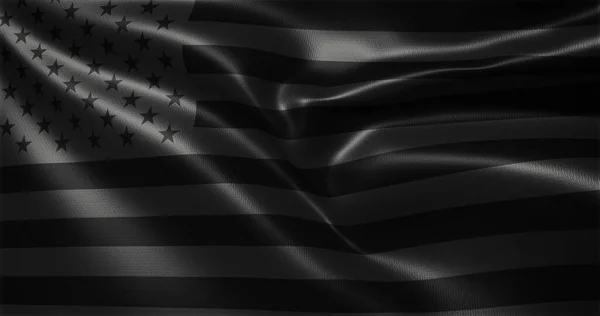 Tüm Siyah Amerikan Bayrağı Tüm Siyah Amerikan Bayrağı Dalgalanan Kıvrımlar — Stok fotoğraf