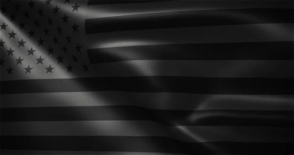 All Black American Flag All Black Usa Flag Waving Folds — Stock fotografie