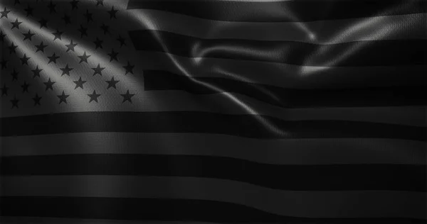 All Black American Flag All Black Usa Flag Waving Folds — Stock fotografie