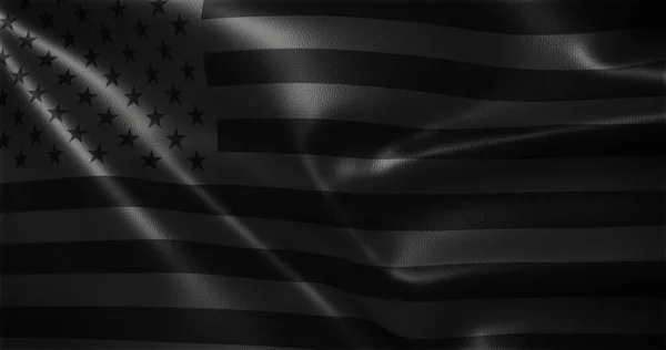 Черный Американский Флаг Черный Флаг Сша Восковыми Складками Крупный План — стоковое фото