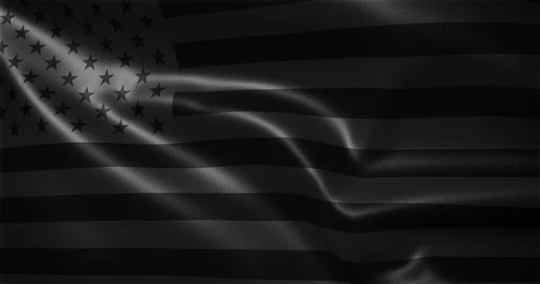 All Black American Flag All Black Usa Flag Waving Folds — Stock fotografie