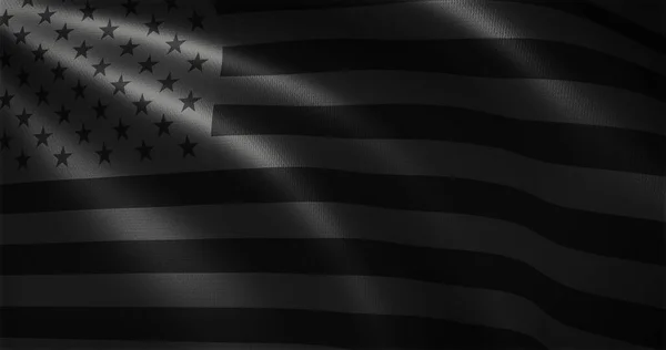 全黑美国国旗 全黑美国国旗与挥动折叠 3D渲染 图库图片