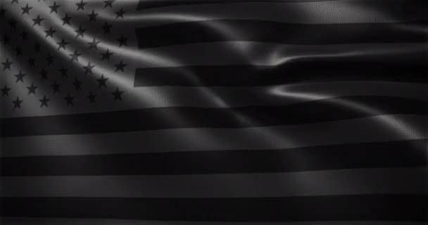 All Black American Flag All Black Usa Vlag Met Golvende — Stockvideo