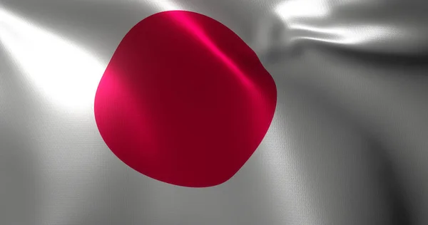 Japan Flag Japanese Flag Waving Folds Close View Rendering — ストック写真