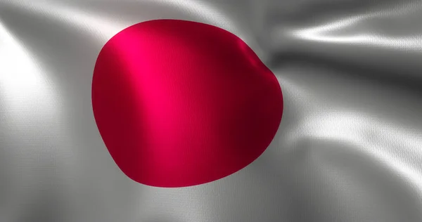 Japan Flag Japanese Flag Waving Folds Close View Rendering — ストック写真