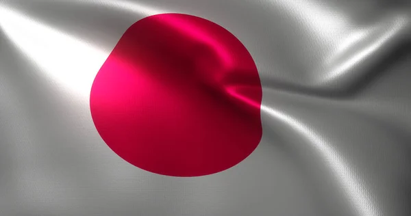 Japan Flag Japanese Flag Waving Folds Close View Rendering — ストック写真