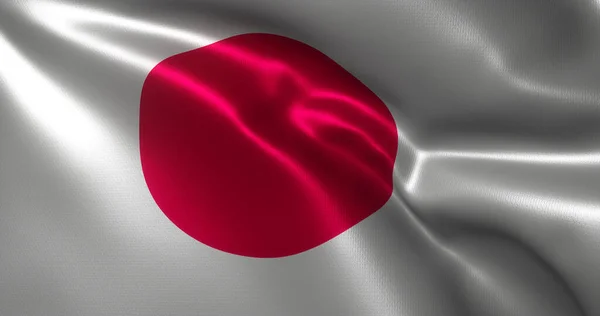 Japan Flag Japanese Flag Waving Folds Close View Rendering — ストック写真