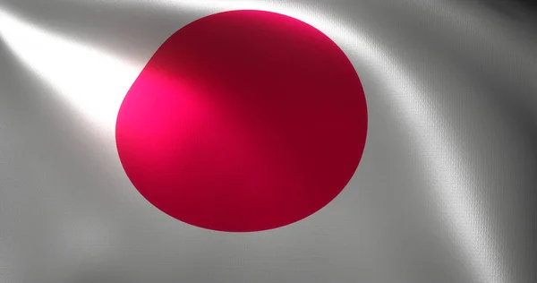 Japan Flag, Japanese flag with waving folds, close up view, 3D rendering