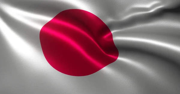 Bandiera Giapponese Bandiera Giapponese Con Pieghe Sventolate Vista Vicino Rendering — Foto Stock