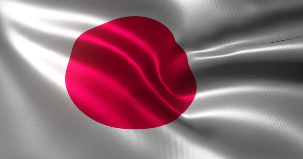 Japan Flag, Japanese flag with waving folds, close up view, 3D rendering