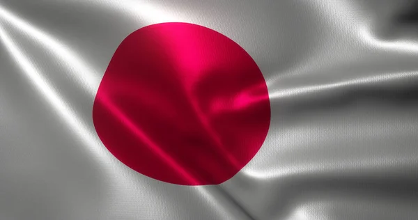 Japan Flag Japanese Flag Waving Folds Close View Rendering — ストック写真