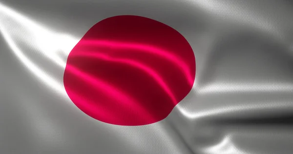 Japan Flag, Japanese flag with waving folds, close up view, 3D rendering