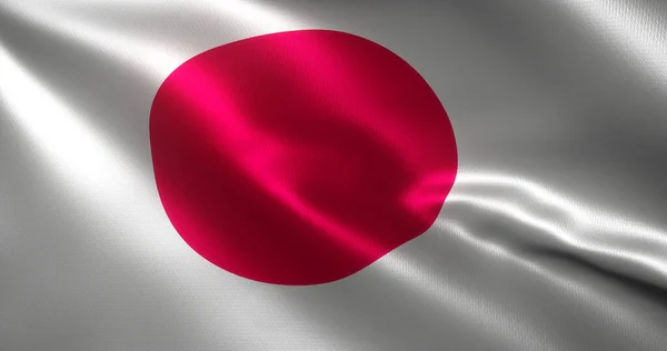 Flaga Japonii Japońska Flaga Falowodami Widok Bliska Rendering — Zdjęcie stockowe