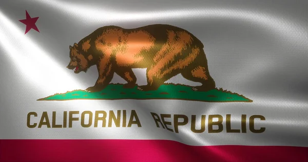 Kaliforniya Bayrağı, Amerika Birleşik Devletleri, kıvrımlar, yakın görüş, 3D görüntüleme
