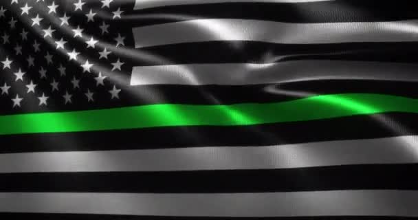 Bandera Thin Green Line Bandera Los Estados Unidos América Con — Vídeo de stock