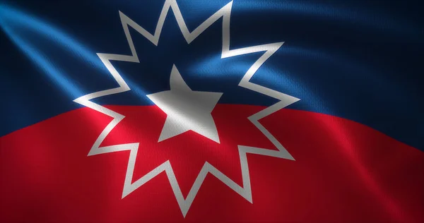 Haziran Bayrağı, dalgalı kıvrımlı Afro-Amerikan Bayrağı, yakın görüş, 3D görüntüleme