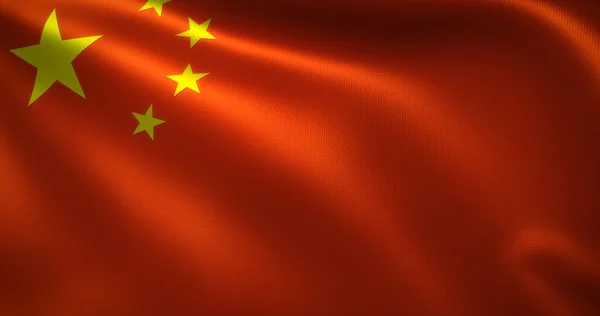 China Flag Chinese Flag Waving Folds Close View Rendering — Stock Photo, Image