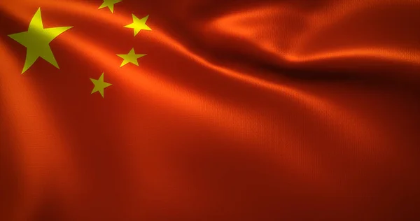 China Flagge Chinesische Flagge Mit Wehenden Falten Nahaufnahme Darstellung — Stockfoto