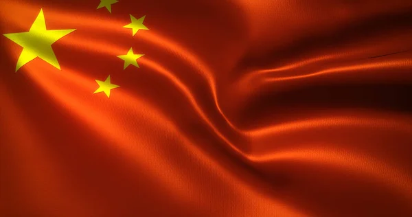 China Flag Chinese Flag Waving Folds Close View Rendering — Stock Photo, Image