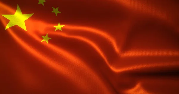 中国の旗 折り目を振って中国の旗 ビューを閉じる 3Dレンダリング — ストック写真
