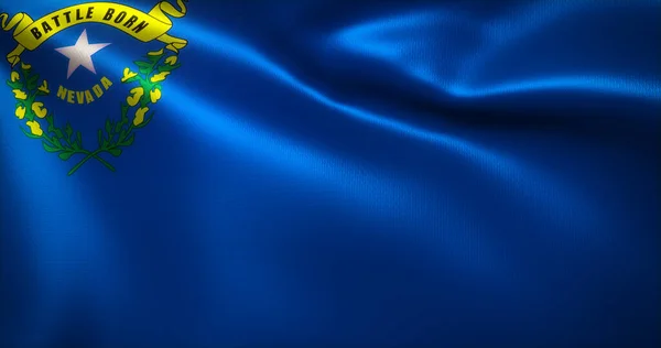 Nevada Flag Spojené Státy Americké Waving Folds Close View Rendering — Stock fotografie