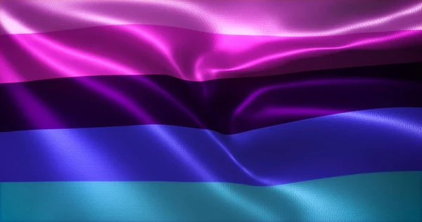 Omni Flag Omnisexual Pride Flag Waving Folds Close View Rendering — Stock Photo, Image