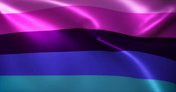 Omni Flag Omnisexual Pride Flag Wling Folds Close View Rendering — стокове фото