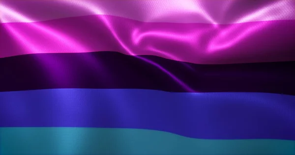 Omni Flag Omnisexual Flag Falującymi Fałdami Widok Bliska Renderowanie — Zdjęcie stockowe