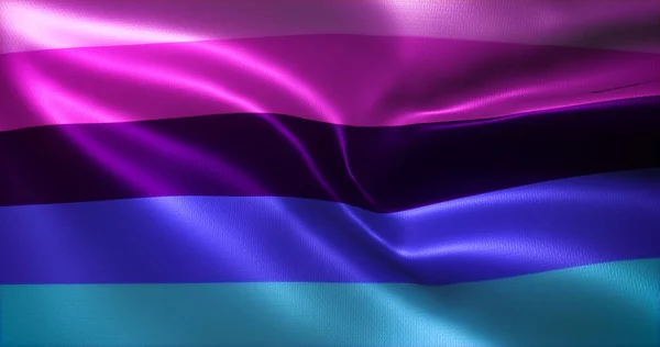 Omni Flag Omnisexual Pride Flag Med Viftande Veck Närbild Rendering — Stockfoto