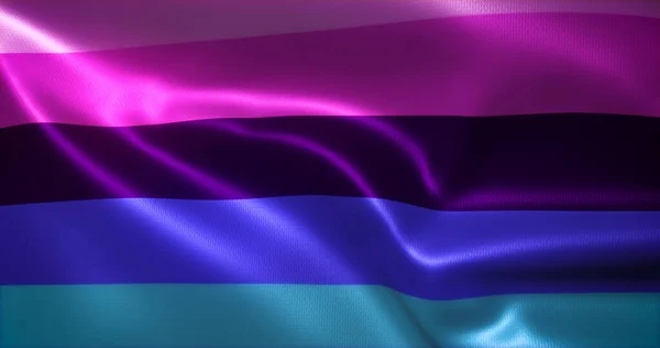 Omni Flag Omnisexual Pride Flag Waving Folds Close View Rendering — ストック写真