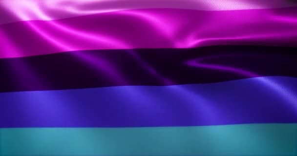 Omni Zászló Omnisexuális Büszkeség Zászló Hullámzó Redőkkel Közelkép Renderelés — Stock videók