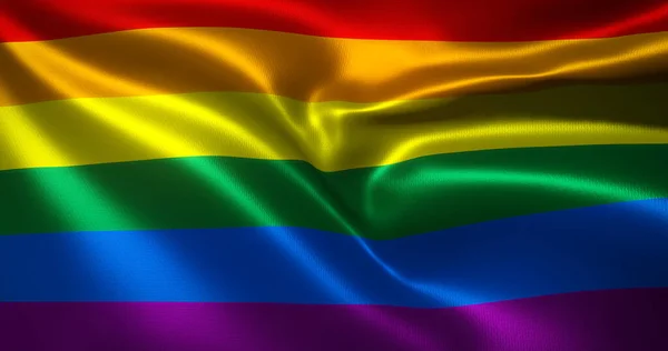 Lqbt Flag Lqbtq Pride Flag Med Vikning Närbild Rendering — Stockfoto