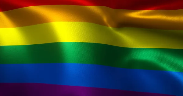 Lqbt Flag Lqbtq Pride Flag Med Vikning Närbild Rendering — Stockfoto