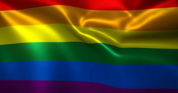 Lqbt Flag Lqbtq Pride Flag Med Vikning Närbild Rendering — Stockfoto