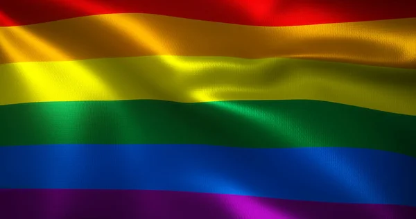 Lqbt Flag Lqbtq Pride Flag Waving Folds Close View Rendering — Stock Photo, Image